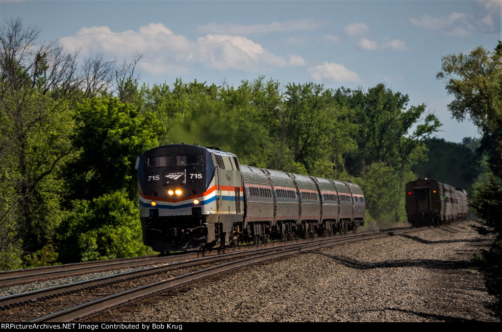 AMTK 715 leads westbound Empire Service train enroute to Albany Rensselaer